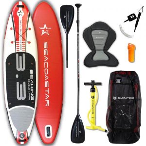 SEACOASTAR SEAKING CARBON-SET (325x80x15) Double-Layer SUP Paddelboard rot