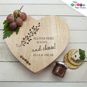 Help Harry Help Others Personalised Heart Cheese Board