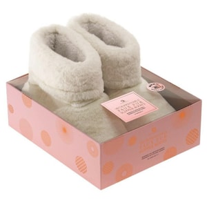 Microwavable Faux Fur Slipper Boots - Cream