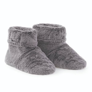 Microwavable Faux Fur Slipper Boots - Grey