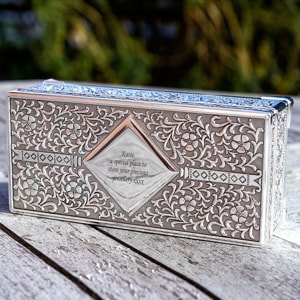 Personalised Antique Silver Plated Jewellery Box