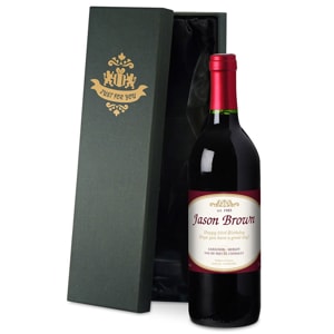 Personalised Bottle of Red Wine in Silk Lined Gift Box