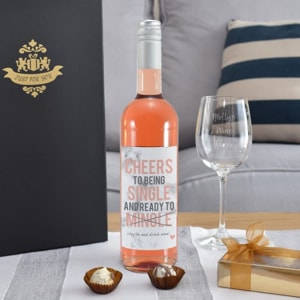 Personalised Cheers To Being Single Red Wine and Glass Gift Set