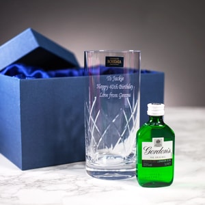 Personalised Memento Personalised crystal glass and gin gift set