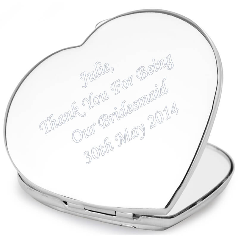 Personalised Memento Personalised diamante heart compact mirror