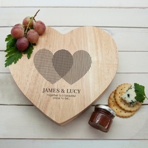 Personalised Engraved Heart Shaped Cheese Board