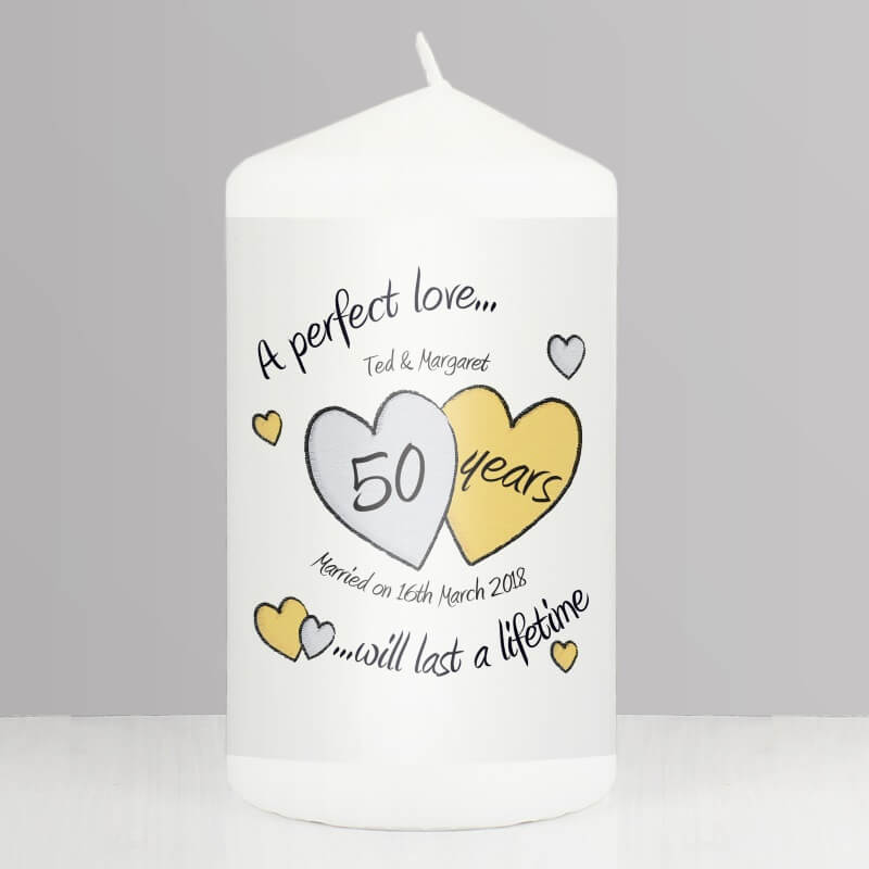 Personalised Gold Anniversary Candle