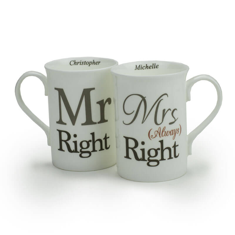 Personalised Mr Right and Mrs Always Right Mug Gift Set