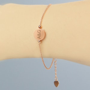 Personalised Rose Gold Plated Disc Bracelet