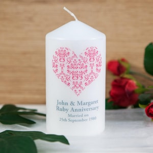 Personalised Ruby Wedding Anniversary Candle