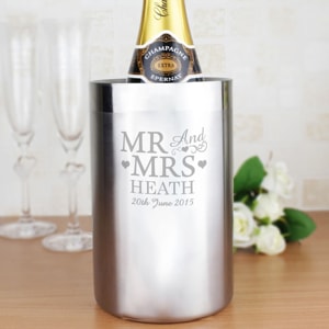 Personalised Stainless Steel Wine Cooler - Mr & Mrs