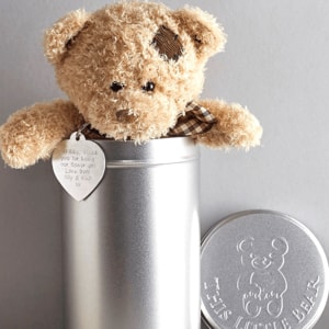This Little Bear Personalised teddy bear in a gift tin