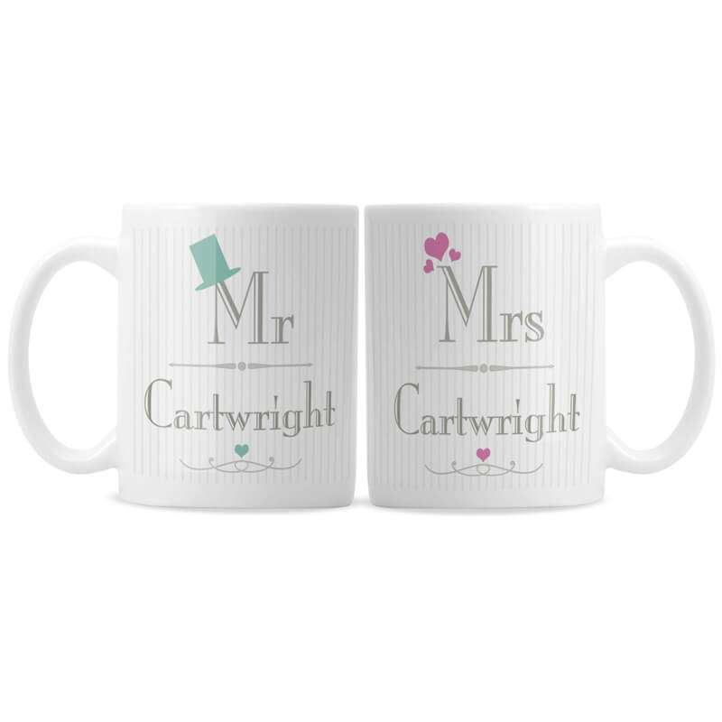 Personalised Wedding Mr & Mrs Mug Set