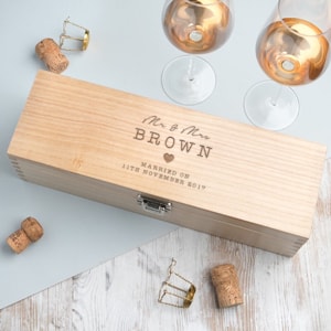 Personalised Wedding Wooden Wine Gift Box