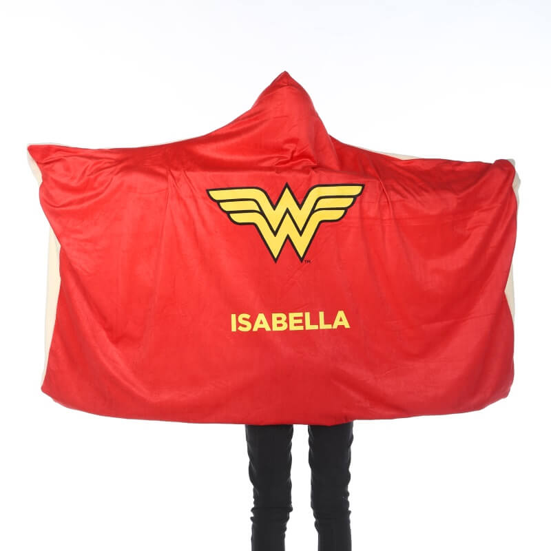 Personalised Wonder Woman Kids Hooded Blanket