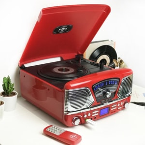 Steepletone 1960's Roxy 3CD Encode Retro Music System - Red
