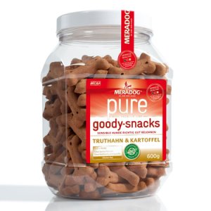 Meradog pure Goody Snacks Tacchino & Patate (senza cereali) - Set risparmio: 3 x 600 g