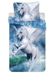 Unicorn Pegasus single cotton duvet cover set