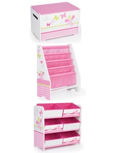 Pink Patchwork Bedroom Furniture Storage Set
