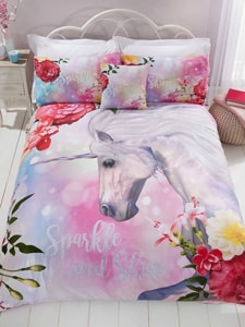 Sparkle Unicorn King Size Duvet Cover and Pillowcase Set
