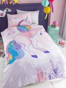 Unicorn Stars Single Duvet Cover and Pillowcase Set