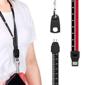 2019Laimoda Wholesale Portable Data Ruler Necklace Usb Compatible charging cable lanyard with samsung charger cable Huawei