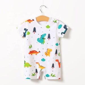 Baby Clothes Baby Romper 100% Cotton Summer Short SleeveCute Dinosaur Print Romper, Retail And Wholesale