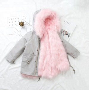 Brand new black faux fur parka coat &jacket for children With High Quality