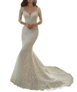 cheap new beaded full length style wedding dress fashion for women with train hot sale