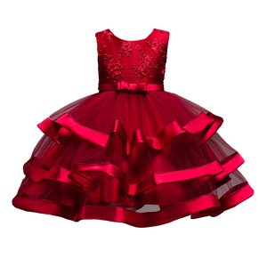 Children dress  girls party dresses Sleeveless computer embroidered dress Host party costumes 2091