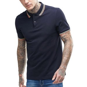 China manufacturer men slim fit twin tipped polo shirt 100% cotton custom