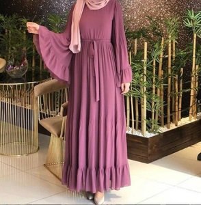 Fashion Elegant Womens Muslim Abaya Dress Islamic Dresses with bell sleeve