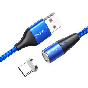 Free Shipping RAXFLY 1M 3A 360 Rotating Type C Micro Usb Charging Magnetic Mobile Phone Charger Data Cable