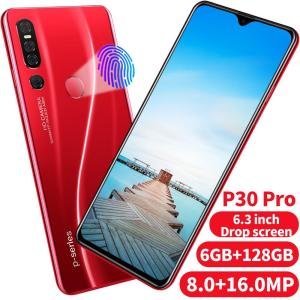 Global Version unlocked as HUA-WEI P30 design Smartphone 6.3 inch 6GB+128GB Octa Core Mobile Phone Android CellPhone WIFI