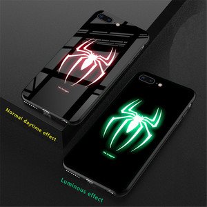 Luxury Cartoon Comics Luminous Tempered Glass Phone Case for iPhone XS MAX XR 8 7 6s Plus 7Plus 8Plus Logo Coque Ironman Cover