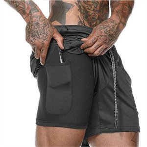 OEM mens gym shorts with pockets quick-drying breathable outdoor wear workout polyester running shorts