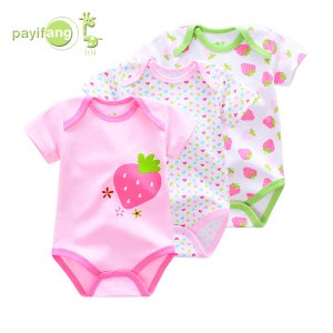 Payifang new born baby's clothes romper 3pcs set short sleeved summer baby suit ropa de bebe newborn baby clothing