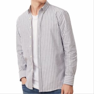 S8CM9001 Spring and Autumn 2019 New 100% Cotton Long Sleeves Shirt Oxford Stripe Leisure Fashion Top For Men