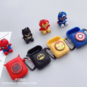 Super heroes string For airpods earphone soft silicon bag Universal phone hook up strap Spider Man Batman
