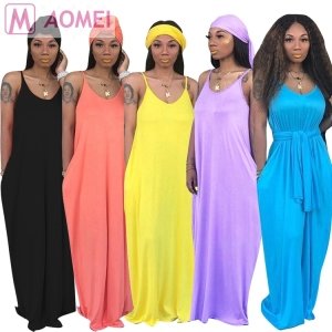 T1029 New design women contrast color sleeveless maxi dresses
