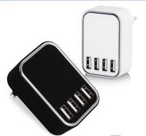 Universal Multi 4 Port Mobile Phone USB Adapter Charger, Fast Four Multi-Port Wall Charger for iPhone iPad Battery