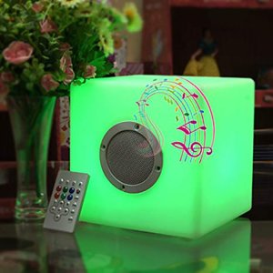 Wireless waterproof music player box LED illuminated 20cm cube Bluetooth Speaker