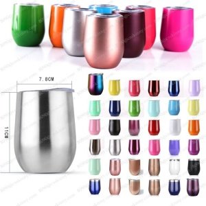 12 oz Stemless Wine Glass Double Wall Stainless Steel Tumbler Cup