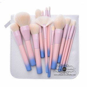 14 pcs synthetic hair cosmetic makeup brush sets with wood handle makeup brush set professional