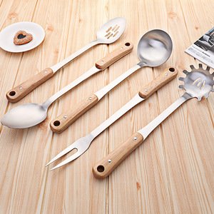 2019 Wholesale Kitchen Tools stainless steel kitchen utensils with wooden handle