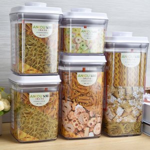 5-Piece Combination Sets Airtight Plastic Food Storage Containers For Cereal And More