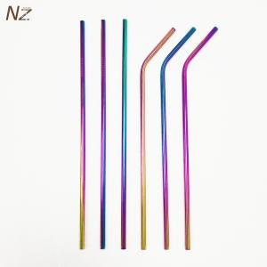 6mm rainbow metal drinking straws with silicon tips in bulk