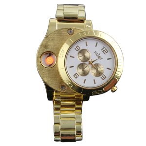 781 Creative Metal USB Watch Lighter With Real-watch Cover Customized Wholesale