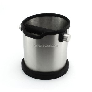 Amazon hot sale Stainless steel and silicone round coffee knock box Coffee Bucket Stainless Steel Knock Box