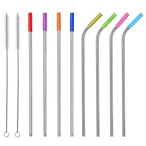Amazon Reusable replacement metal drinking straws Stainless Steel Straws with Silicone Tips